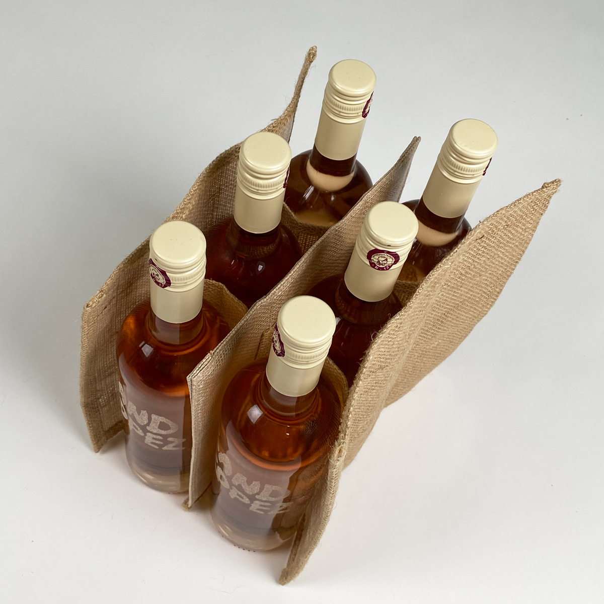 Jute wine bottle bags for 6 bottles