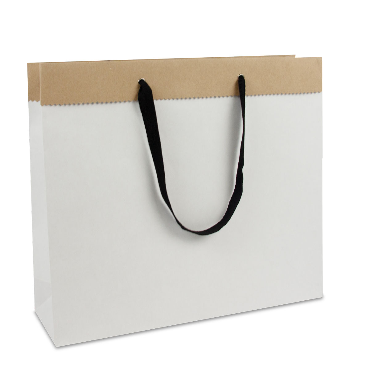 Deluxe paper bags from recycled white/brown duplex paper 