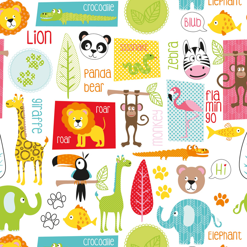 Coated inpakpapier - Happy dieren dessin