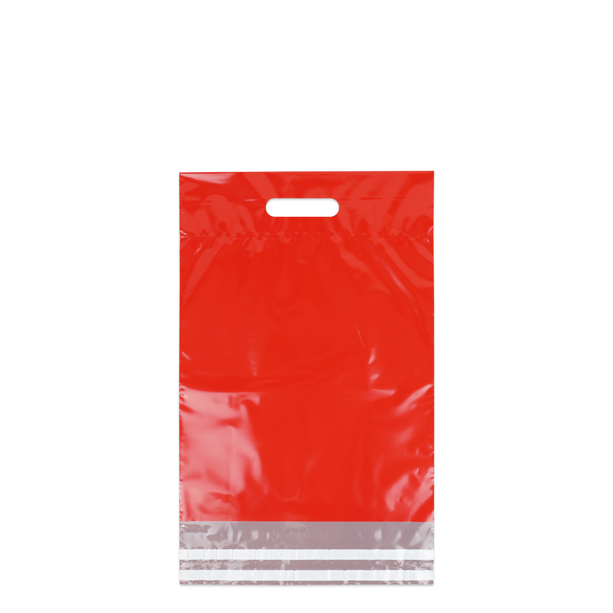 Plastic shipping bags with handle and return strip