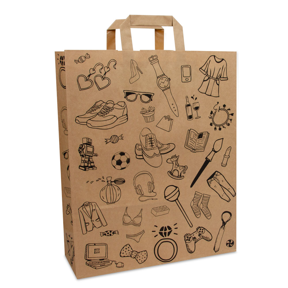 Kraft tassen FSC® - Doodle retail