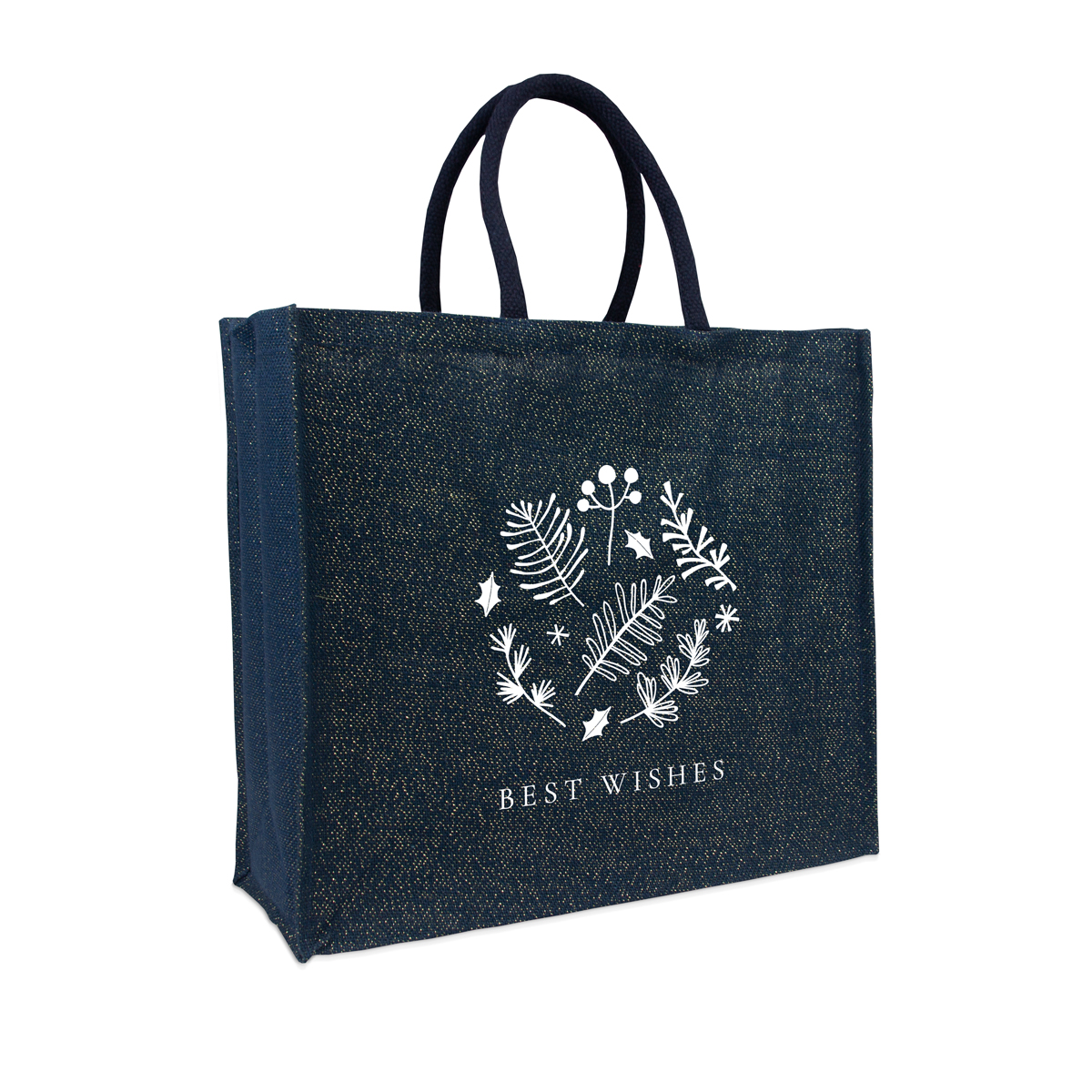 Jute glitter Christmas bags - Best Wishes