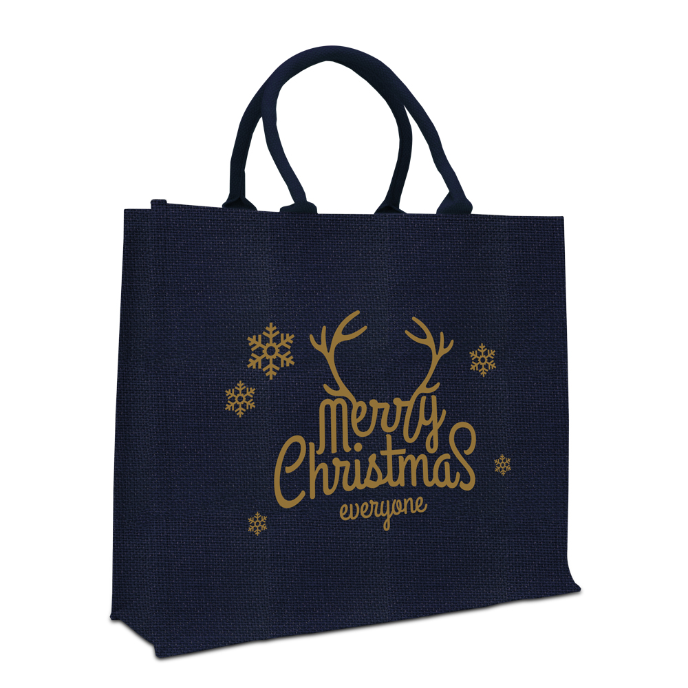 Jute glitter kersttassen - Merry Christmas