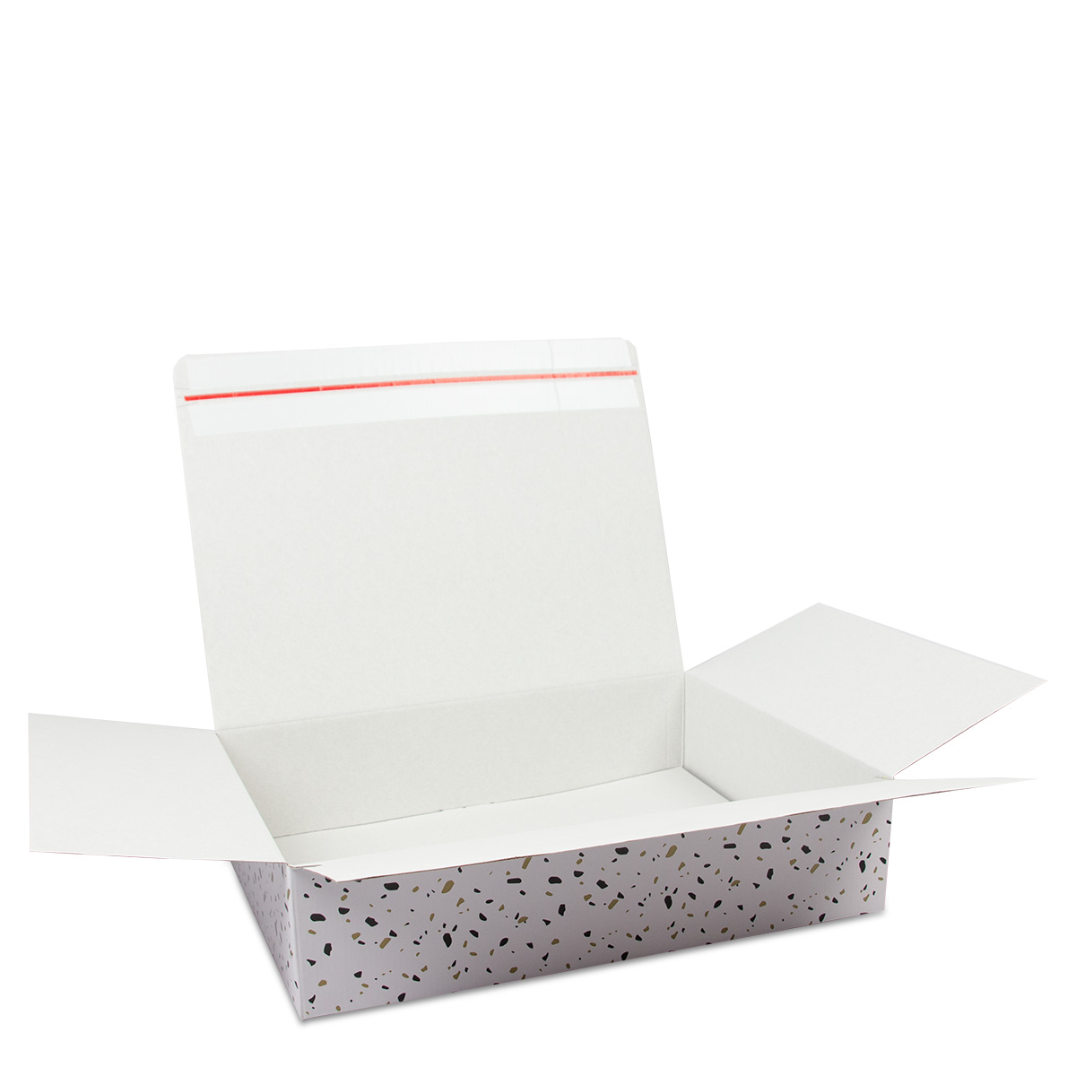 Confetti boxes with adhesive strip 