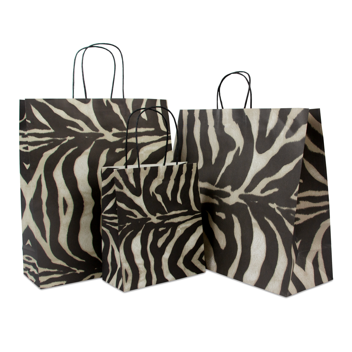 Papiertaschen mit gedrehte Kordeln - Zebra