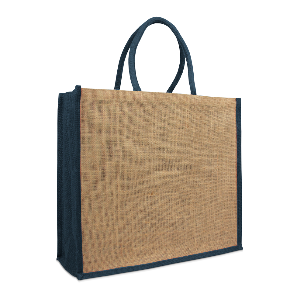 Jute bags with coloured handles and side gussets