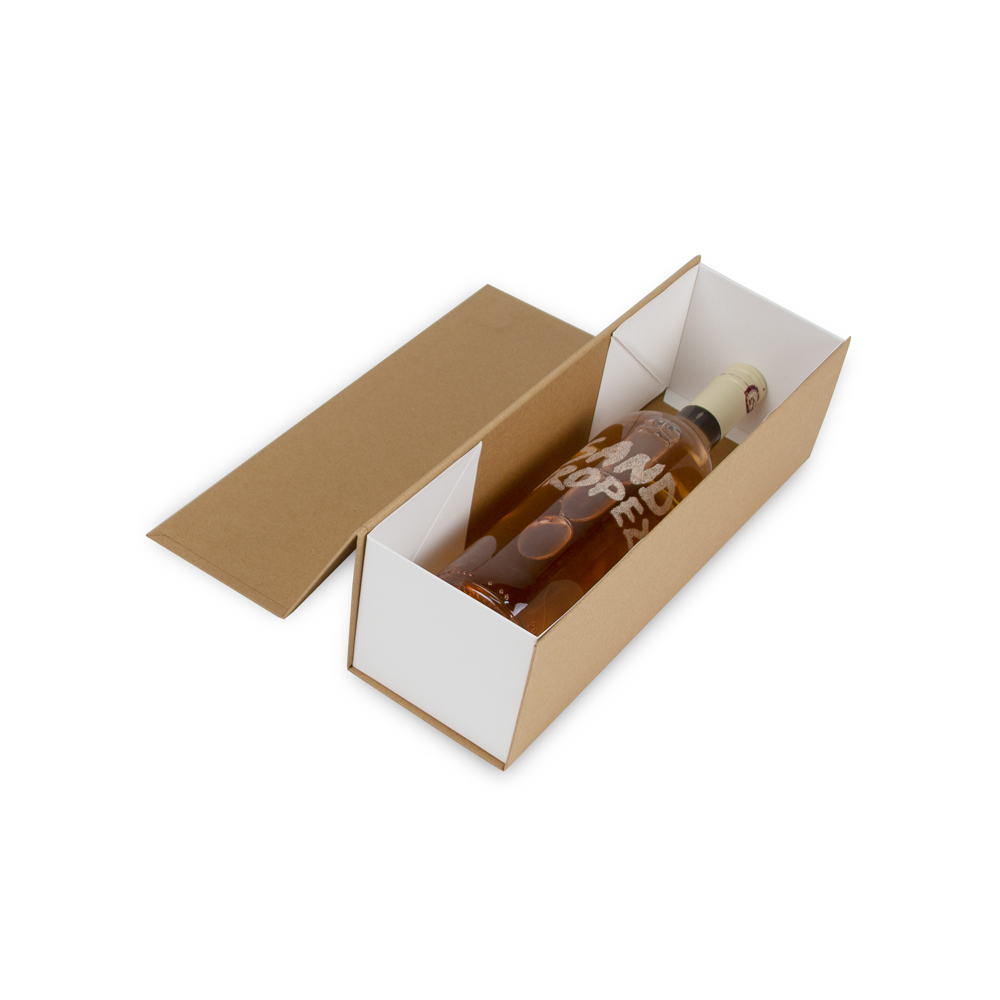 Luxury kraft wine bottle boxes with magnetic closing