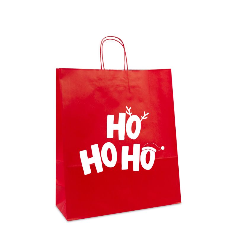Weihnachtstaschen aus Papier mit  gedrehten Papiergriffen – Ho Ho Ho