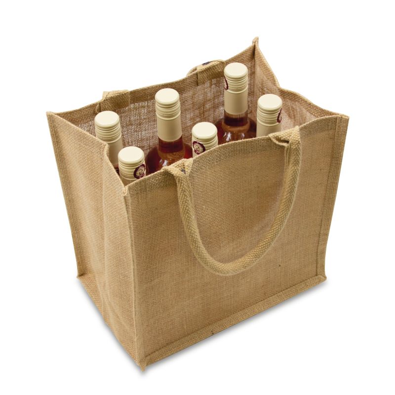 Jute wine bottle bags for 6 bottles