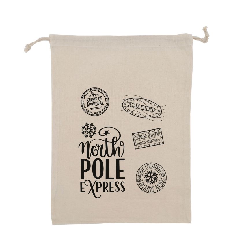 Christmas cotton gift bags - North Pole Express