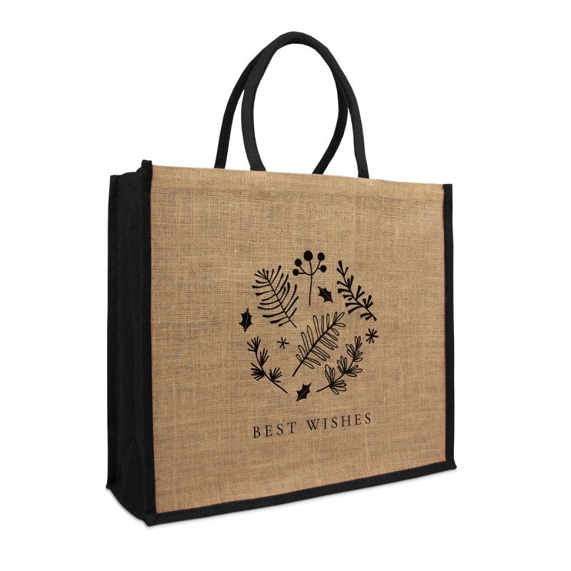 Jute Christmas bags with coloured handles - Best Wishes