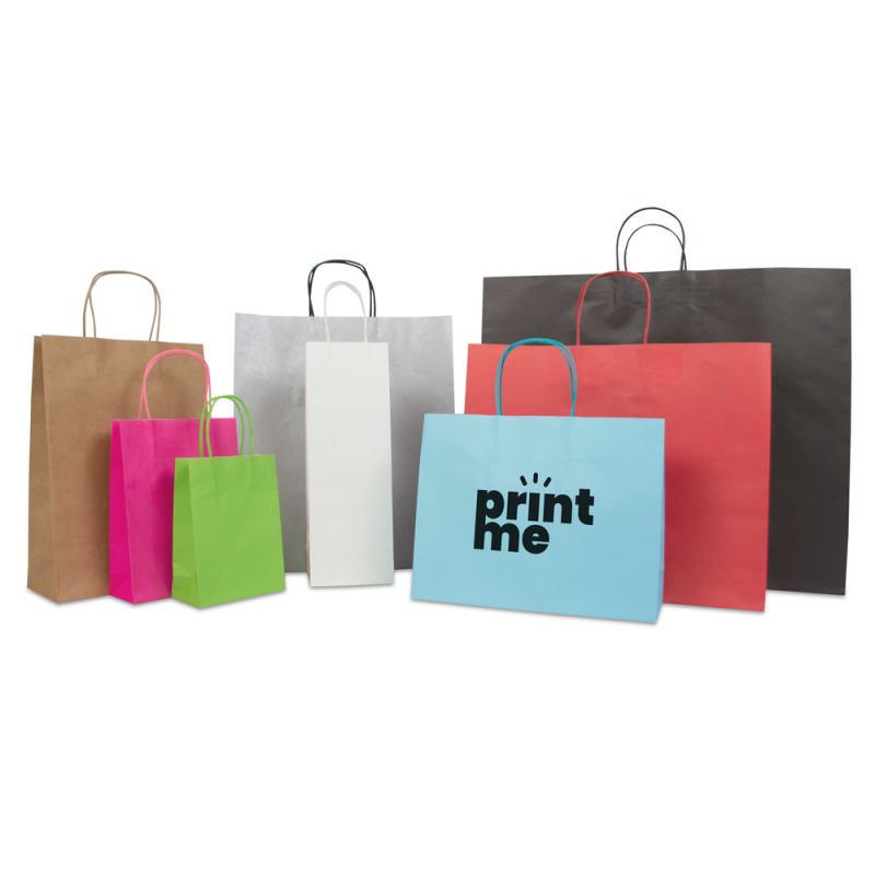 Deluxe twisted paper bags with bottom card 