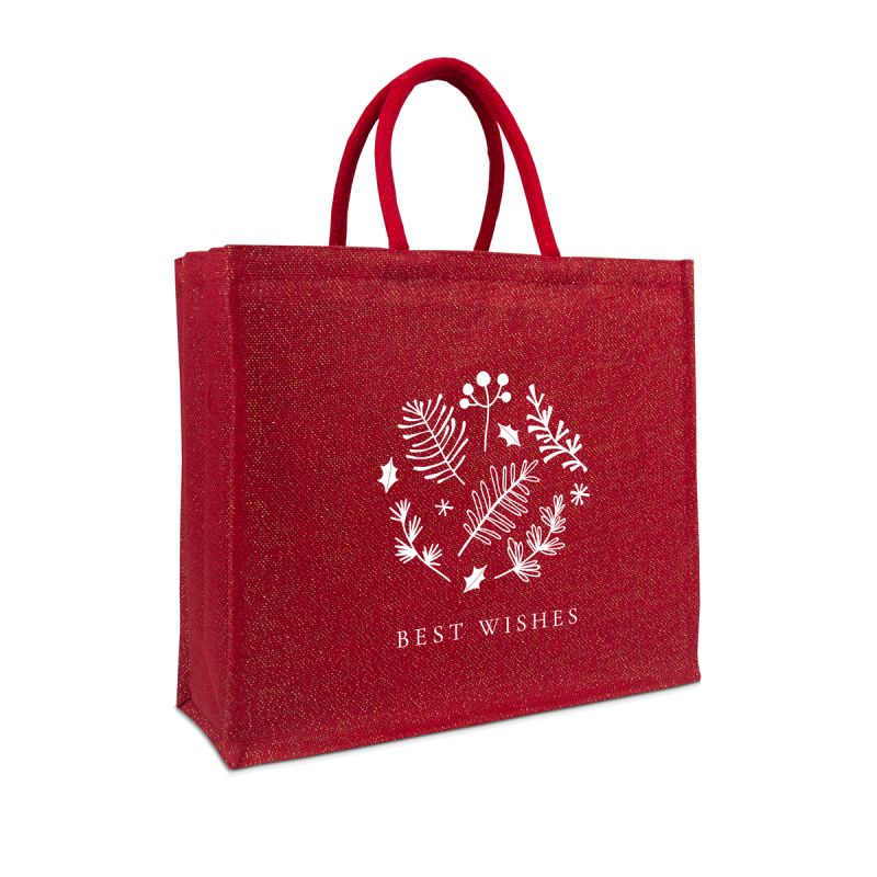 Jute glitter Christmas bags - Best Wishes