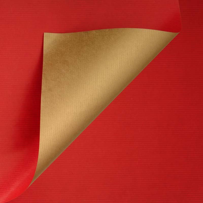 Gestreept inpakpapier - Rood/goud