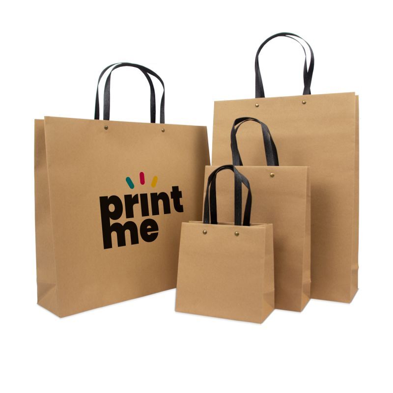 Order luxury ecological paper bags with black kraft handles FF