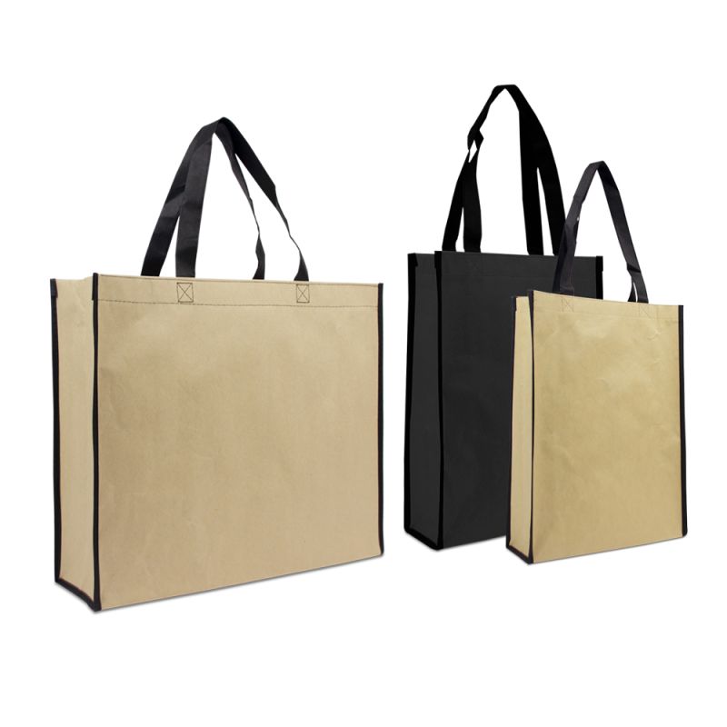 Luxury reusable eco paper bags with non-woven lining